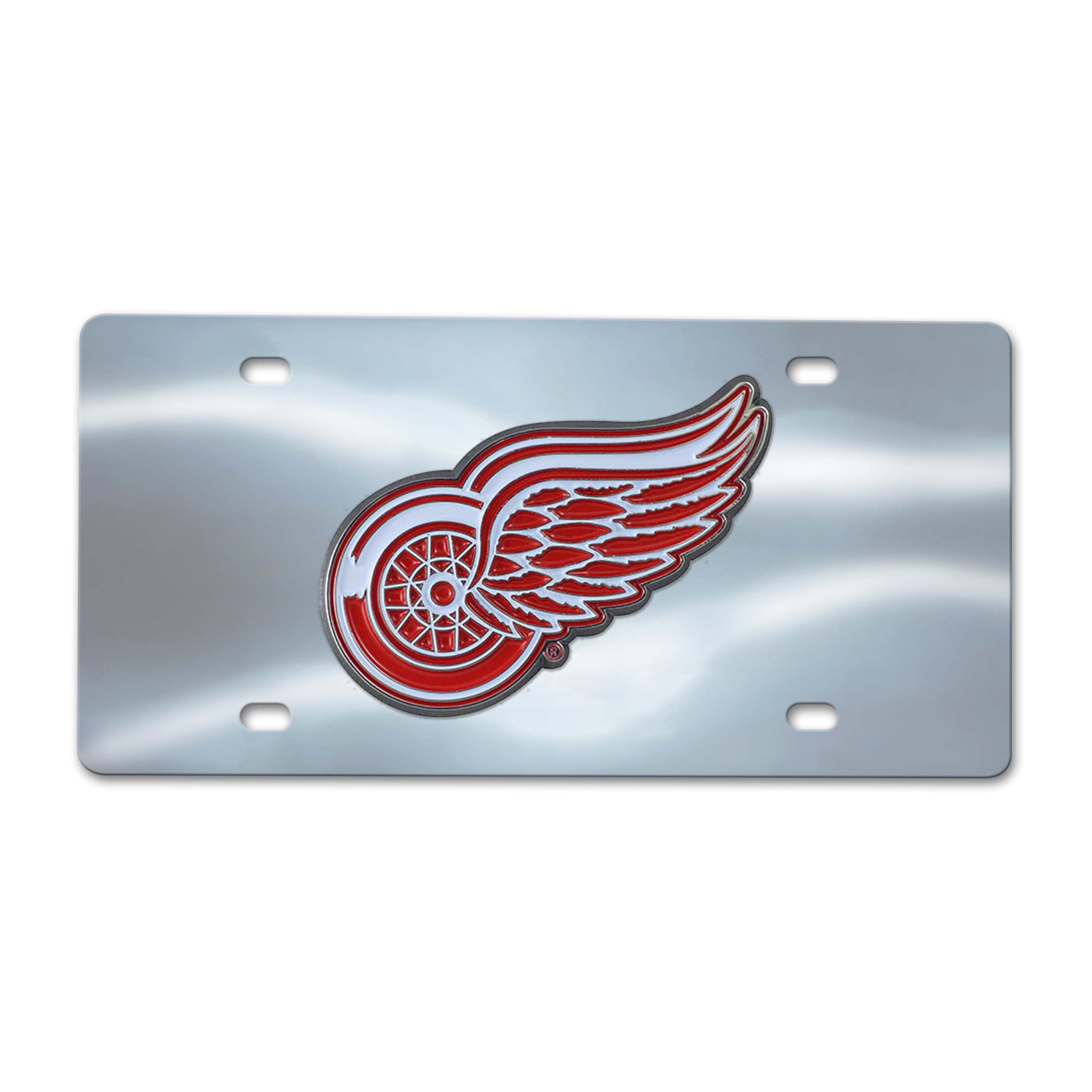FANMATS 24538 Detroit Red Wings Stainless Steel Front License Plate with Large 3D Molded Team Metal Emblem