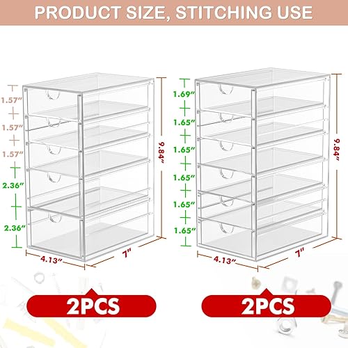 Miniatura 3 de Organizadores de escritorio y accesorios con 22 cajones, paquete de 4 cajones de escritorio de oficina, contenedores organizadores de maquillaje de
