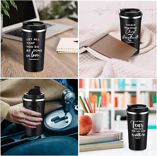 Miniatura 7 de Meanplan Juego de 10 vasos de regalo cristiano con versículo de la Biblia, vaso religioso de acero inoxidable de 20 onzas, vaso religioso con