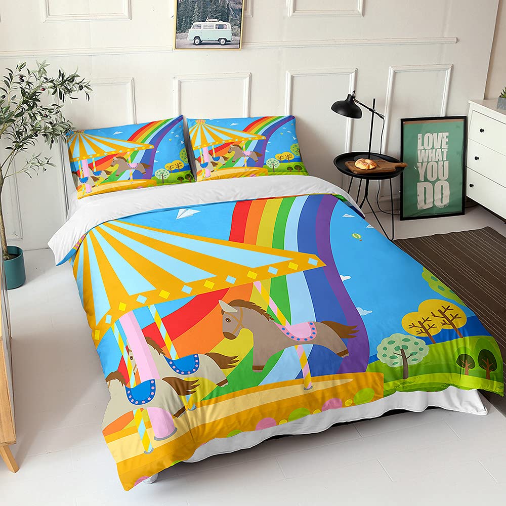 Housse de couette 200x200cm Chickw1 arc-en-ciel pour une chambre parentale lumineuse et joyeuse