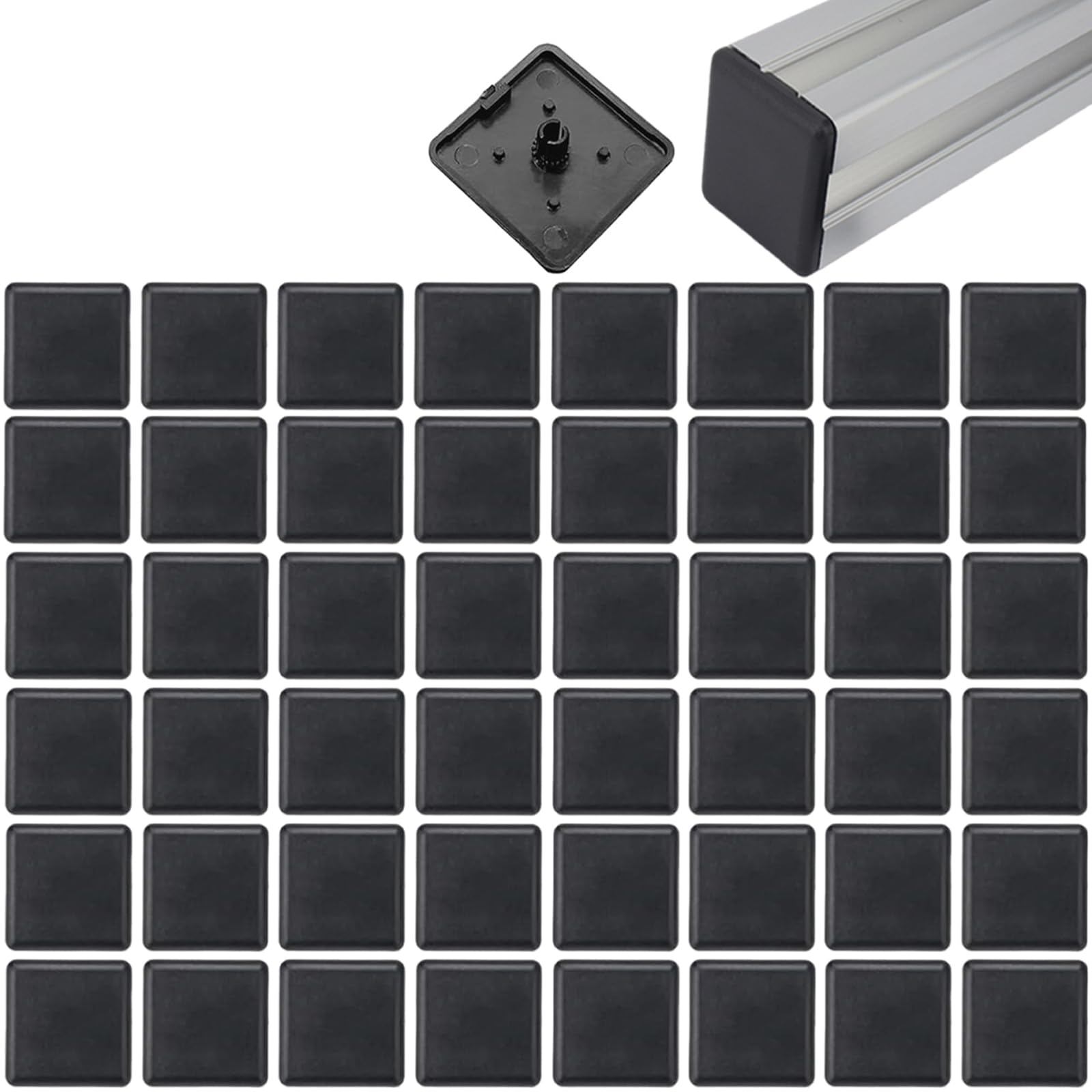 50 Tapas De Extremo De Aluminio 40x40mm, Tapas De Perfil De Aluminio 40x40 Mm, Tapa Perfil Aluminio 40x40, para Perfil Construcción De Aluminio,Tapa Protectora De Perfil(40mmx40mm).