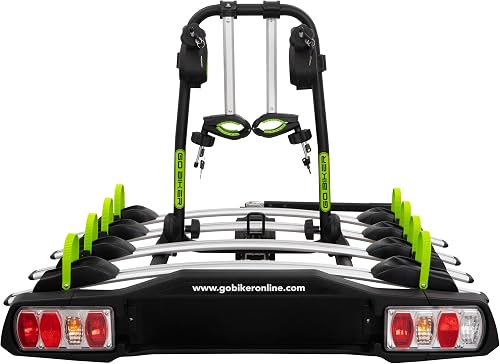 GO BIKER Pro Z4 Porte-vélos pour 4 vélos - Attelage avec Levier - Système de Sécurité - Châssis Acier/Aluminium - Supporte 15kg par Rail - 6