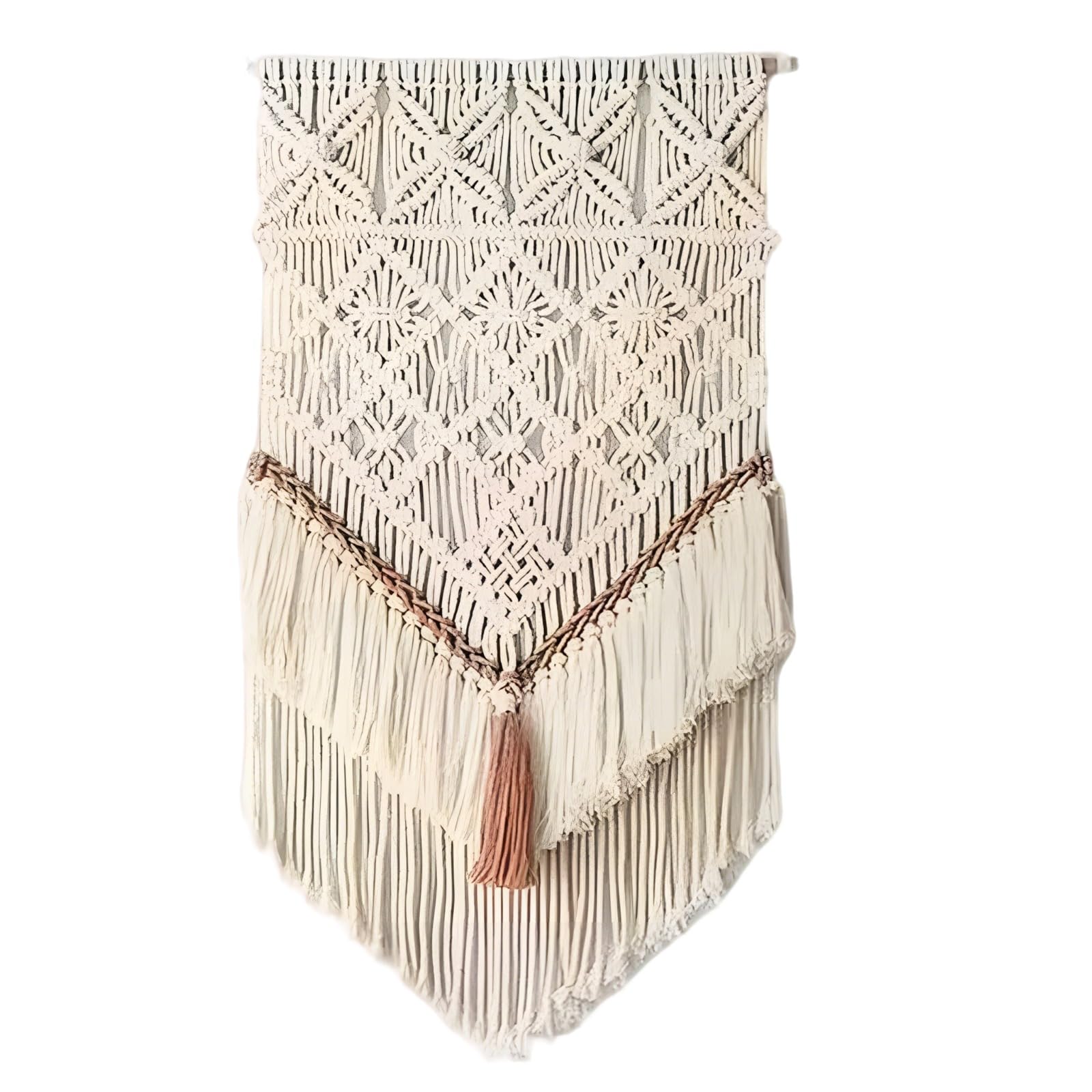 Packool Hanging Macrame Tapestry, 80 x 45 cm Wall Decor for Living Room, Bedroom, Apartment, Bohemian Wall Art Decor for Home, Hand Woven Tapestry with Tassels, Bohemian Style Room Aesthetic