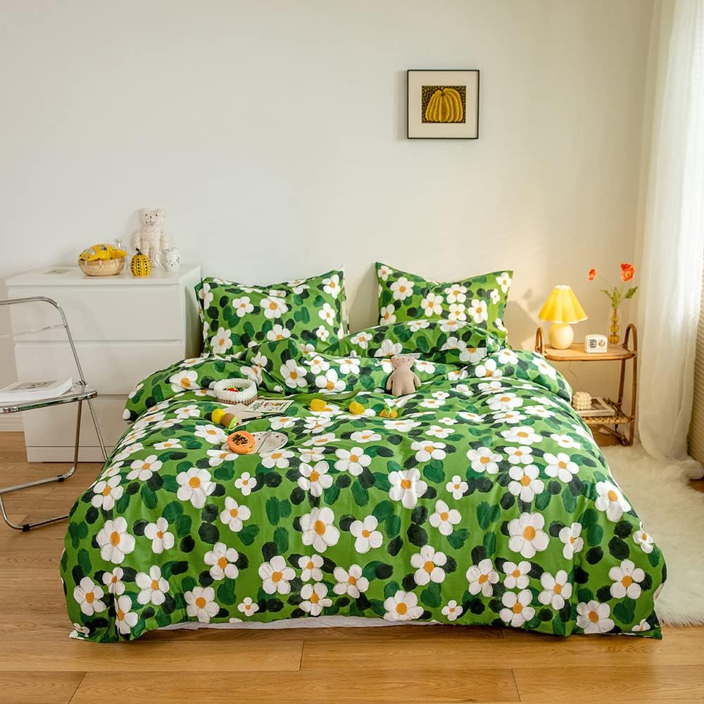 Blасk Frіdау - 60% оƒƒ Painting Flowers Duvet Cover for Toddler Girl Queen Bedding Set with White Flower Pattern on Green Lovely Floral Kids Bed Set Girls Elegant Bedroom Collection No Comforter Blасk Frіdау - 70% оƒƒ Painting Flowers Duvet Cover for Toddler Girl Queen Bedding Set with White Flower Pattern on Green Lovely Floral Kids Bed Set Girls Elegant Bedroom Collection No Comforter