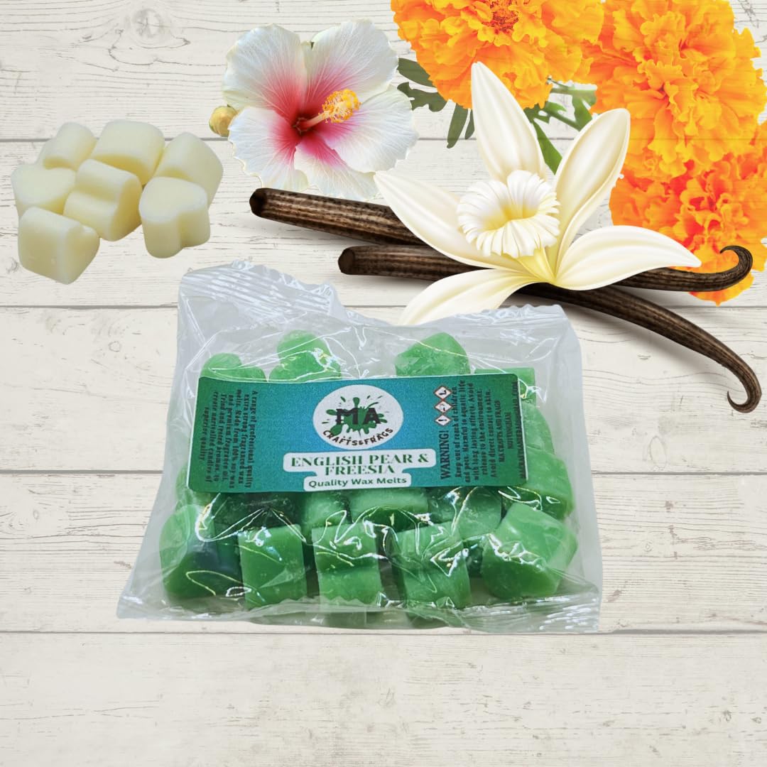 Ma Crafts&Frags Multicolour 20 X Highly Scented Wax Melts Mini Hearts Handmade, Cruelty Free, Vegan Many Fragrances (English Pear & Freesia)