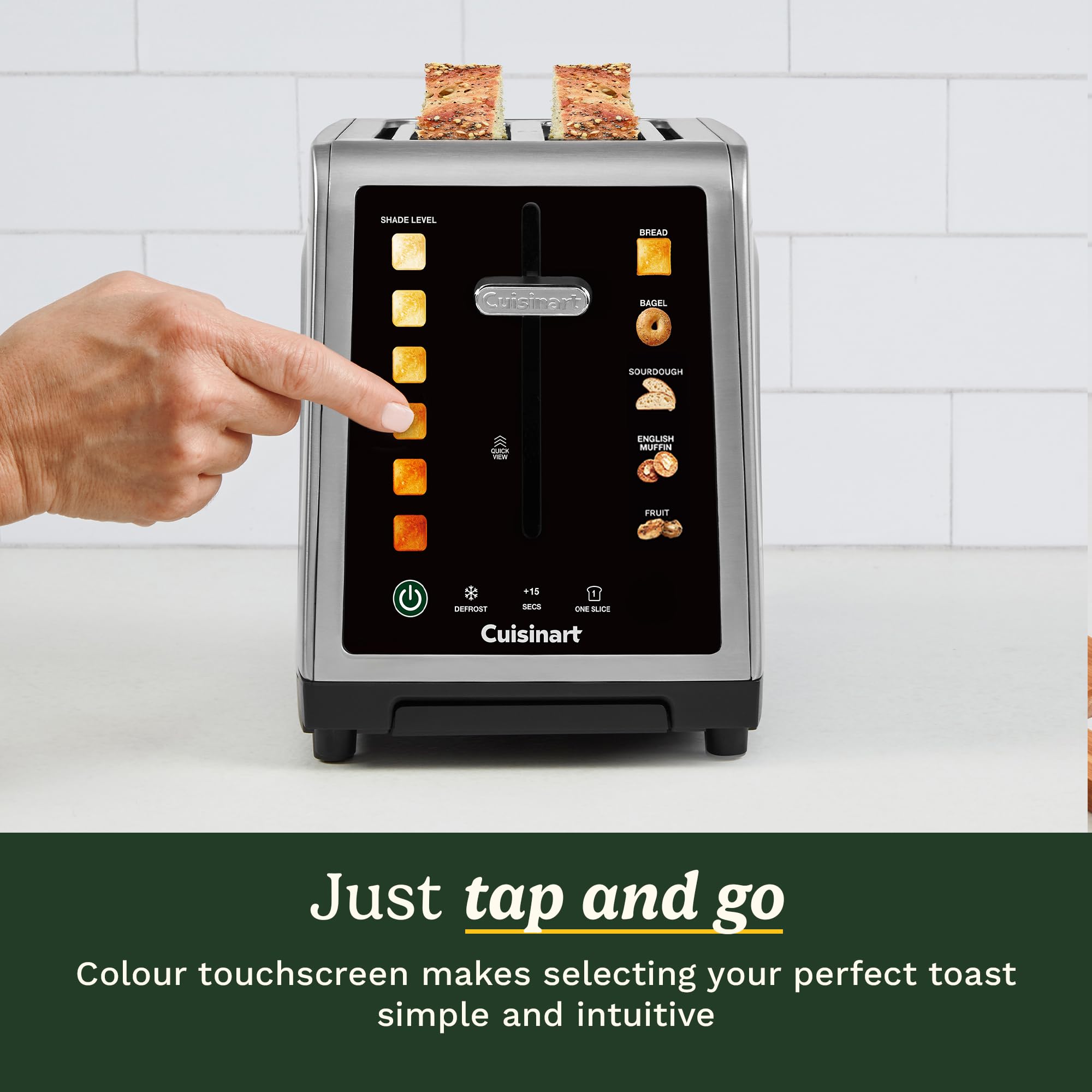 Cuisinart Tostapane SimpliTouch XL Color Touchscreen a 2 fette | Slot extra-large | Display touchscreen a colori | QuickView High-Lift | Preset per pane, bagel, pasta madre, muffin e pane alla frutta