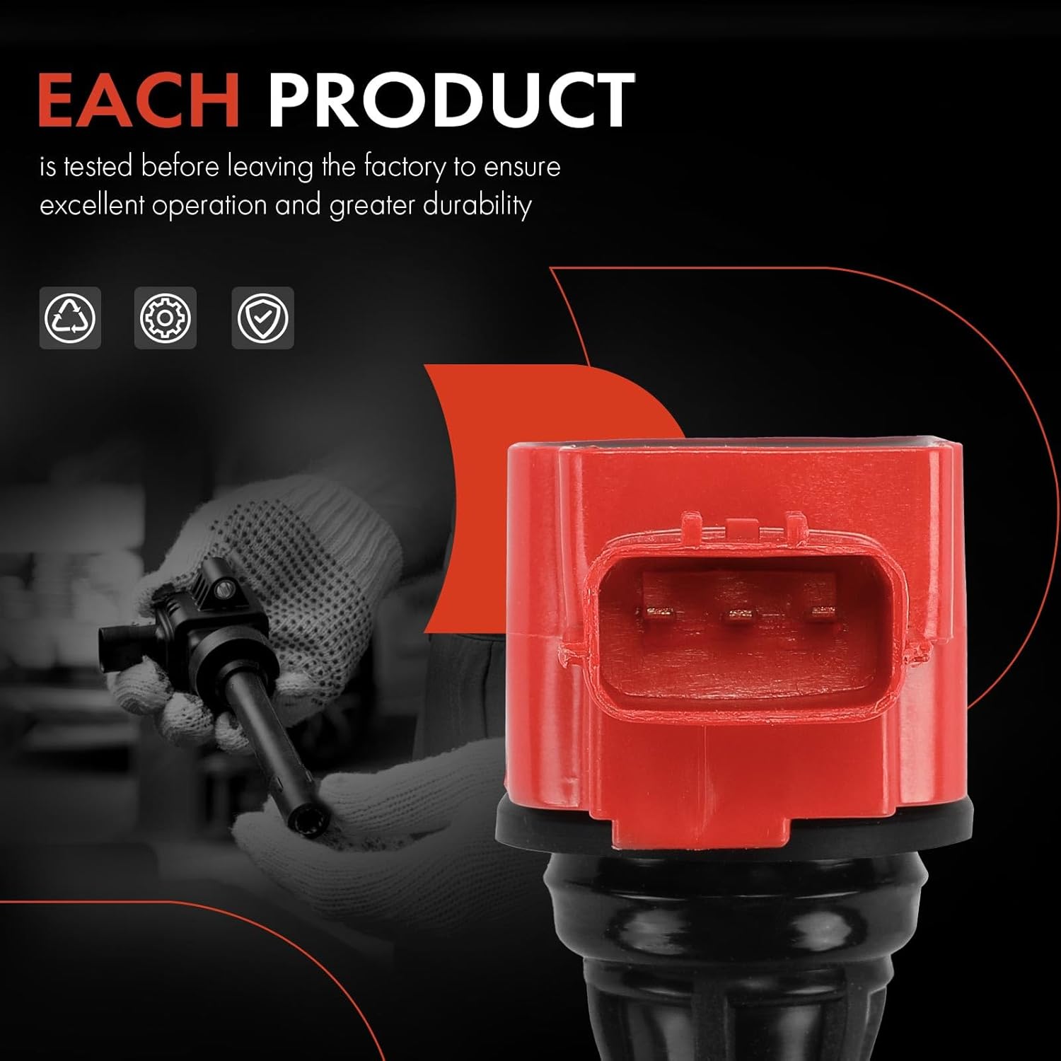 A-Premium (Red) Engine Ignition Coil Pack Compatible with Nissan Altima 2007-2018, Murano 2009-2023, Pathfinder, Maxima, Quest & Infiniti QX60, Q50, G25, G35, M35h, Q70, JX35, FX35, EX35, 6-PC Set