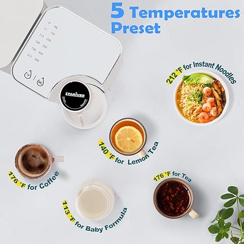 Miniatura 4 de Stariver Dispensador de agua caliente instantáneo, hervidor eléctrico de 68 onzas con 5 temperaturas y 5 salidas de agua personalizadas