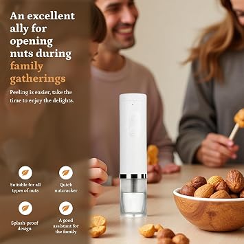 Walnut Cracker, Electric Nutcracker, Kitchen Tool, Convenient Compact Pecan Cracker, Nut Opener for Almonds Pecans Nuts, White