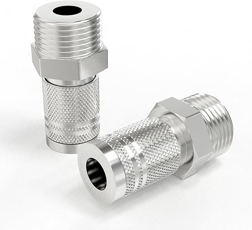 Miniatura 4 de GASHER Acoplador industrial macho de 10 piezas, acoplador de aire de conexión rápida de flujo básico de 14 pulgadas, 10 unidades