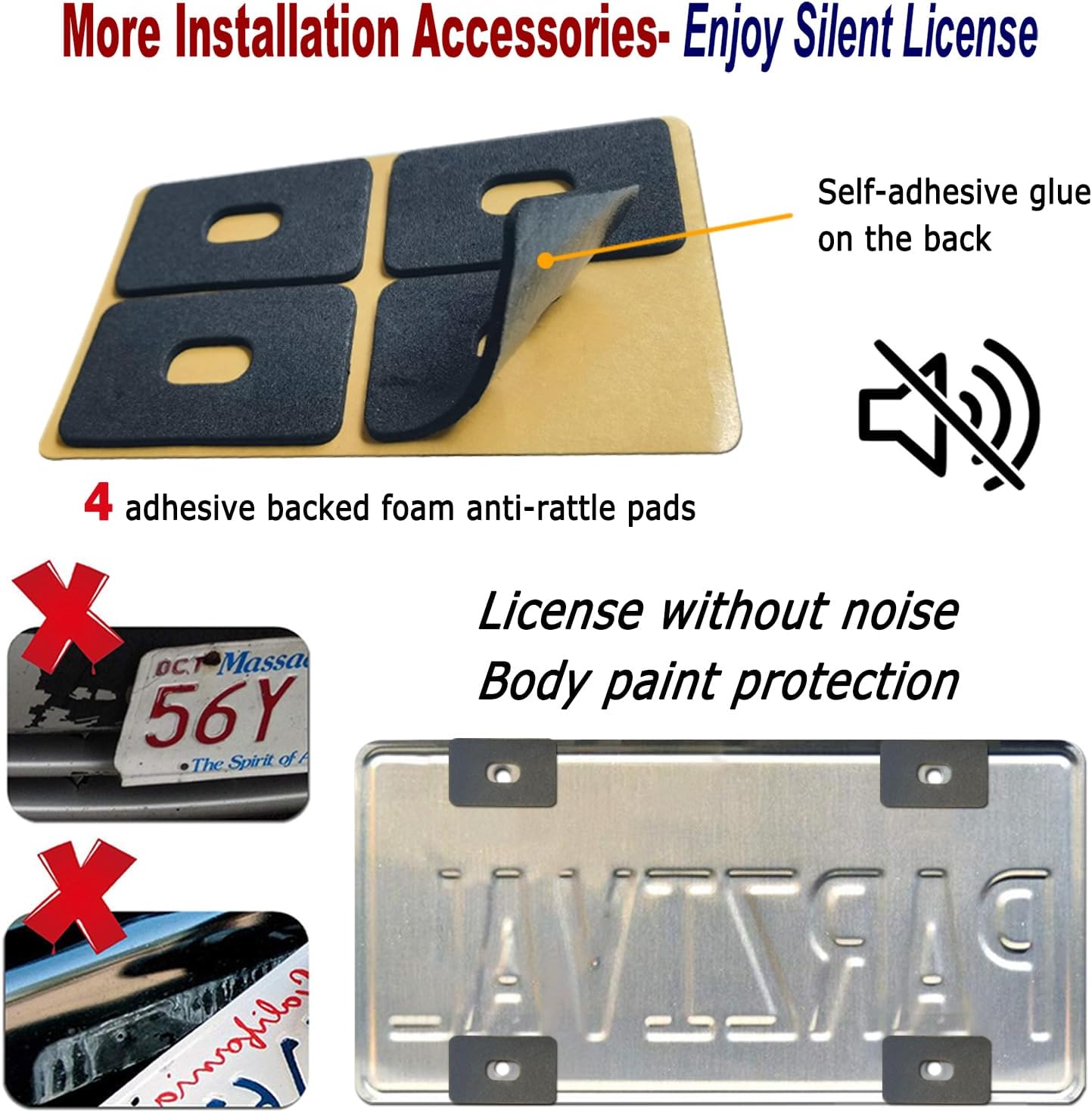 AOOTF License Plate Frame with Light Bar Assembly- License Plate Light Lamp Bulbs & Aluminium Carbon Fiber Car Tag Holder Mount Kit for Truck SUV Trailer, 12V Waterproof White, Screws Caps