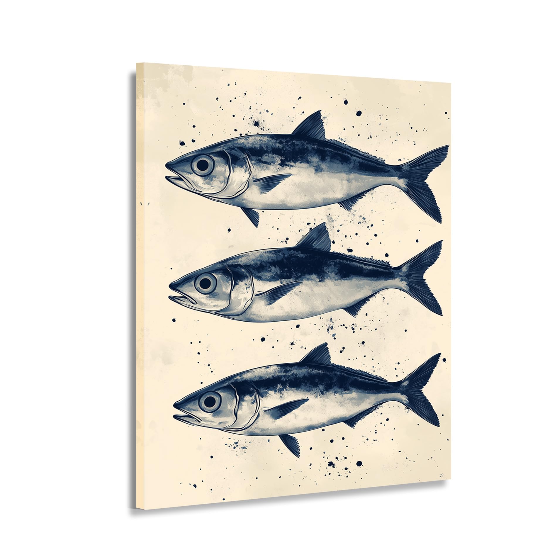 Tableau 3 Sardines impression sur toile moderne pour salon - 8