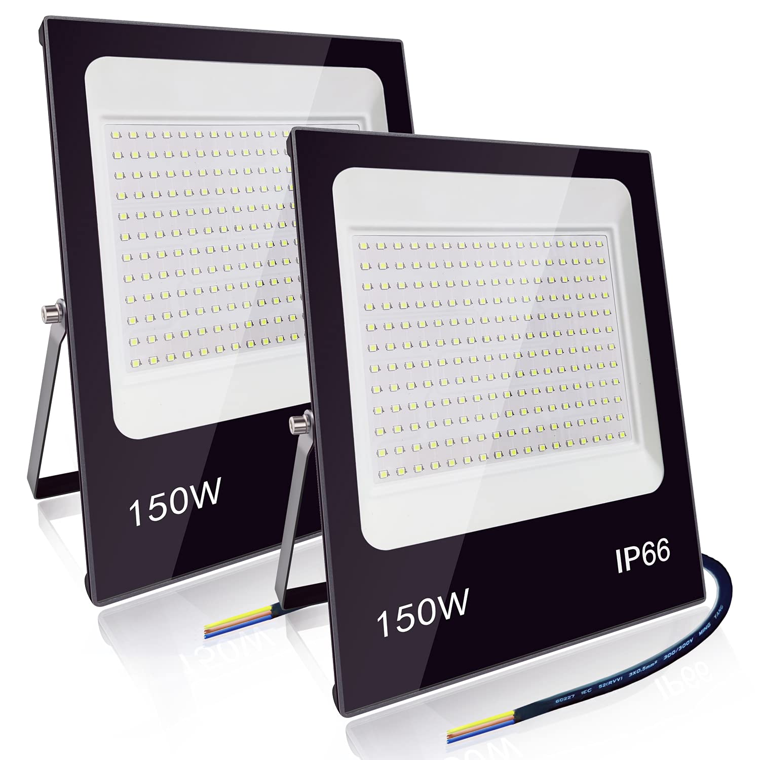 AFSEMOS150W LED Flood Light,10500lm Outdoor Flood Lights 2pack Super Bright 6000K Daylight White Lights,LED Work Light IP66 Waterproof Security Light for Backyard，Playground，Garden，Stadium