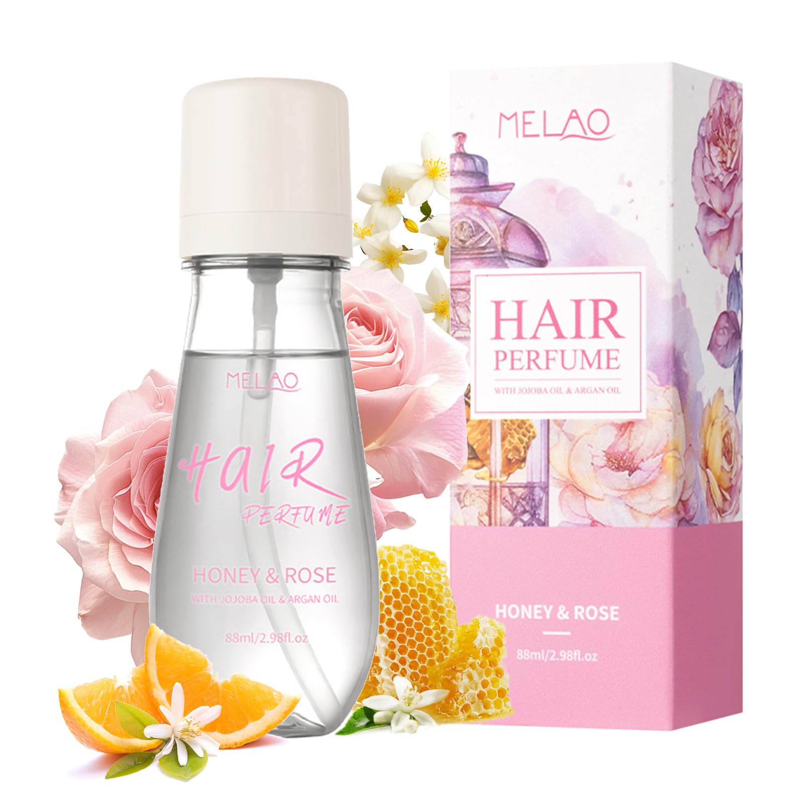 Hair Perfume,Honey & Rose Hair Perfume with Jojoba Oil & Argan Oil for Dry Damaged Hair,Nourish Hair and Shine,Reduce Split Ends and Fight Frizz,Hair Perfume for Women Long Lasting / 2.98 Fl.Oz