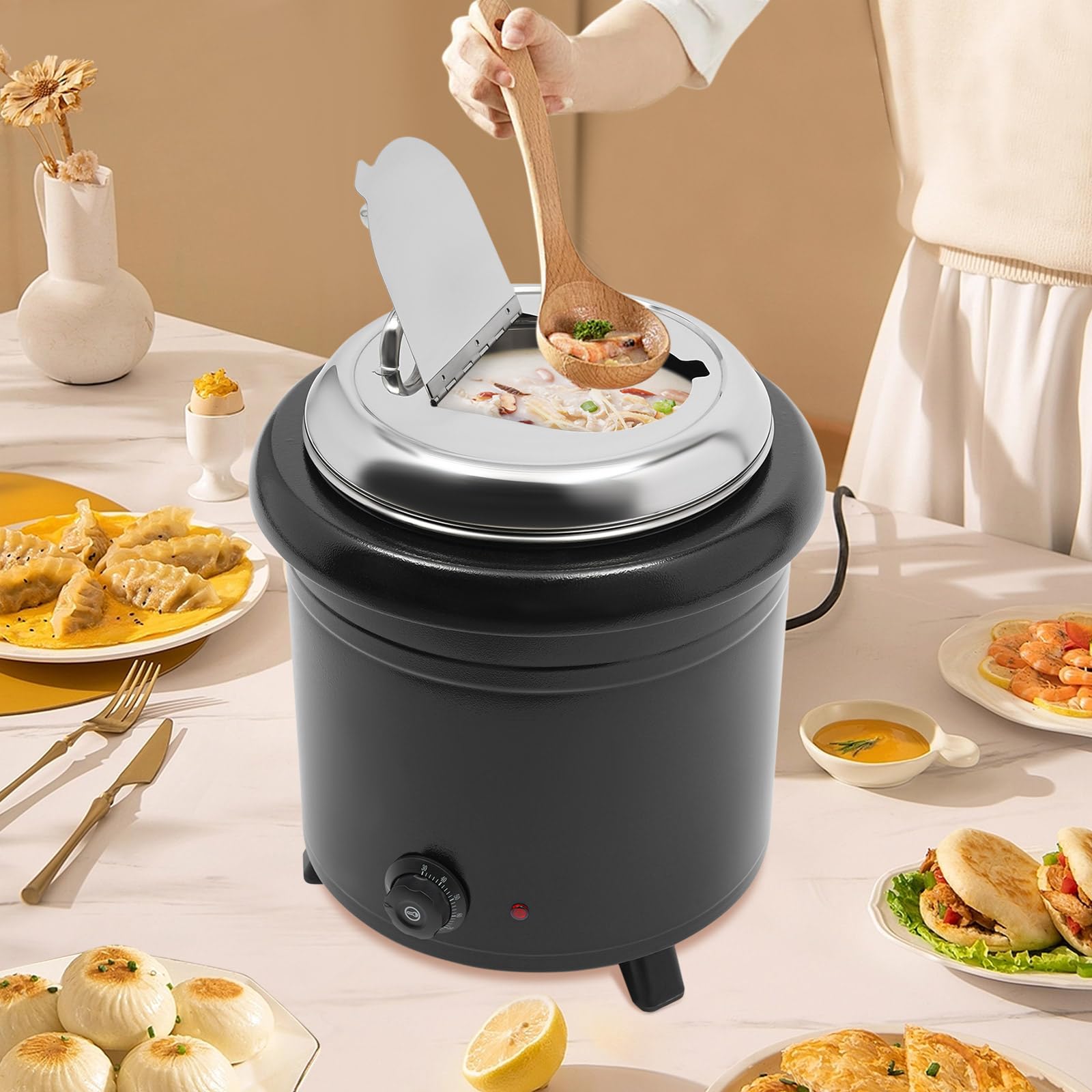 Sopa Maker,13l Comercial Calentar sopa Calentar aislado sopa 400w con cacerola interior extraíble y tapa,Para cantinas, cafeterías, bodas
