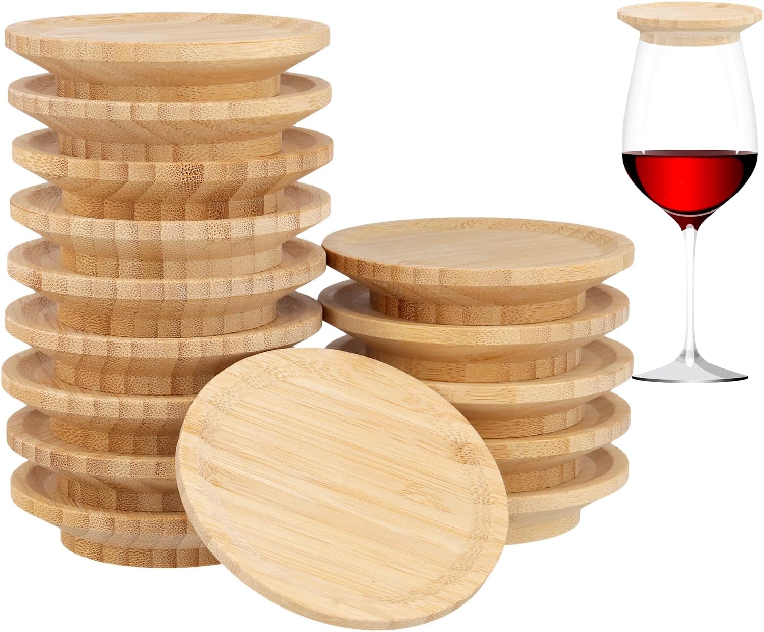 SINJEUN 15 PCS Wine Glass Charcuterie Toppers, 4 Inch Wood Wine Glass Cover, Mini Charcuterie Toppers for Family Gatherings Parties Weddings Restaurants