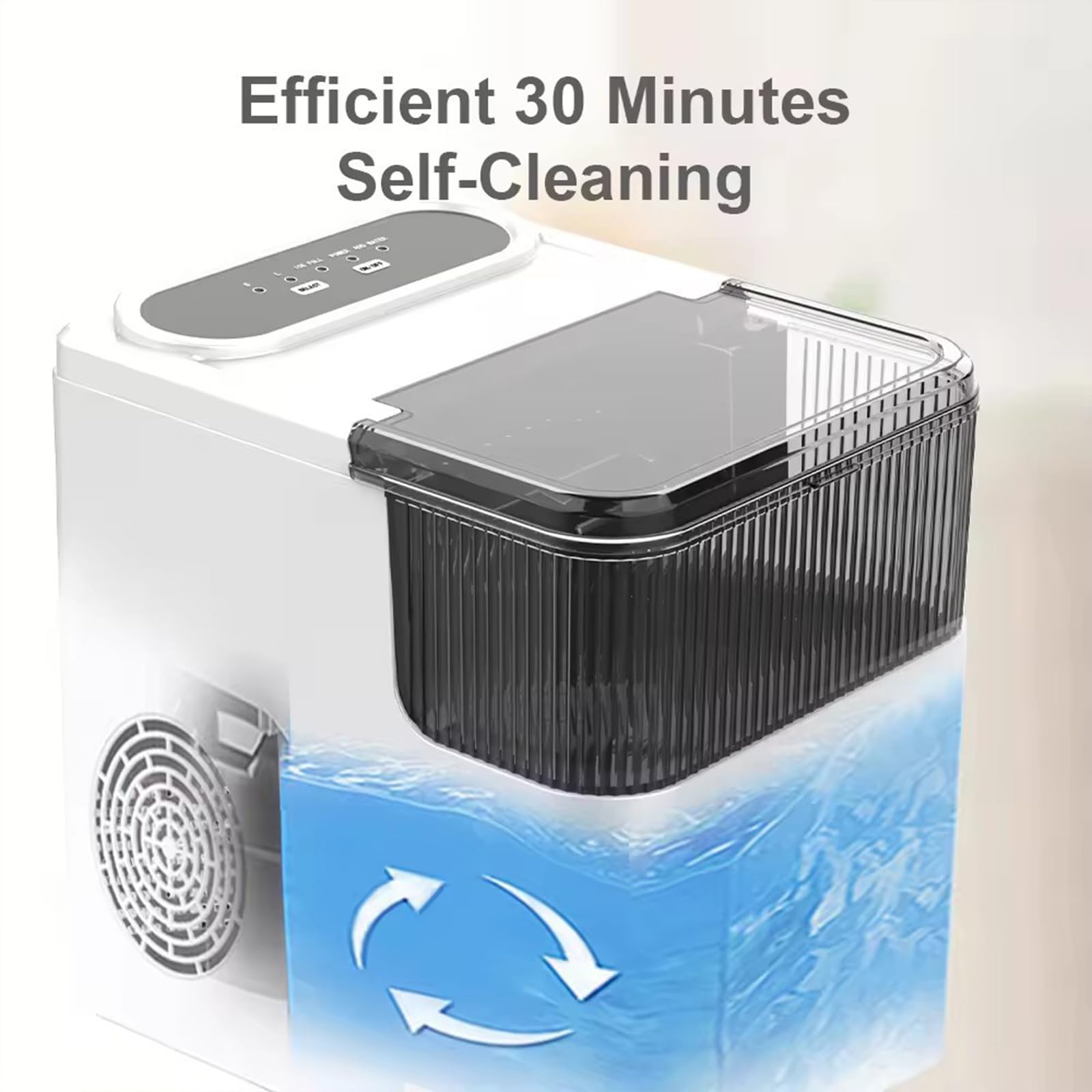 Generico Macchina per Il Ghiaccio Portatile, autopulente, con comandi Touch, Produce 12 kg di Ghiaccio al Giorno, Ideale per casa, Bar, Cucina e Ufficio.