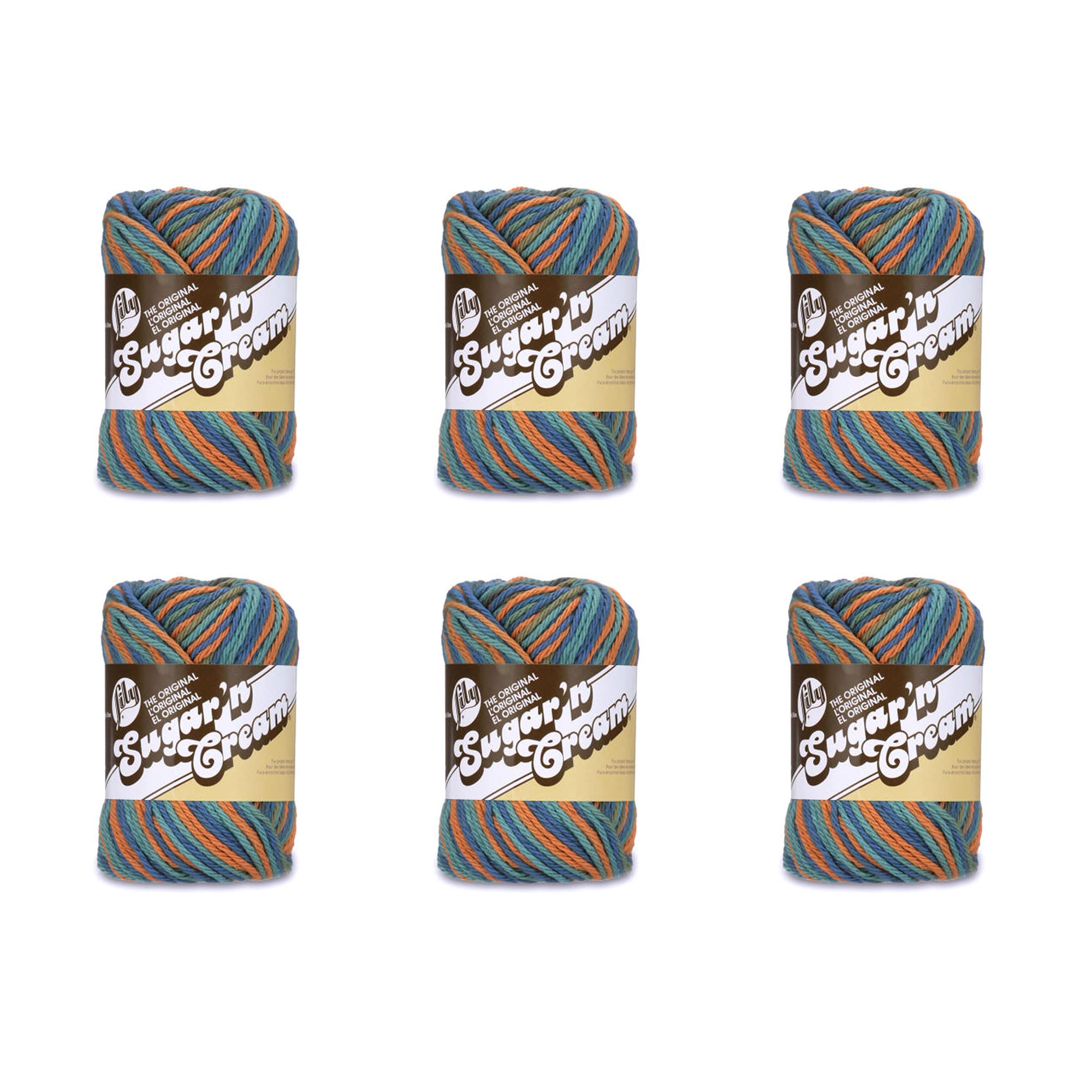 Lily Sugar'N Cream Capri Yarn - 6 Pack of 57g/2oz - Cotton - 4 Medium (Worsted) - 95 Yards - Knitting/Crochet