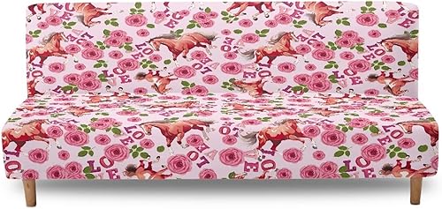 Miniatura 40 de Fundas para sofá cama con estampado de vaca marrón girasol con bandas elásticas para el hogar, sala de estar, fácil de instalar, antideslizante,