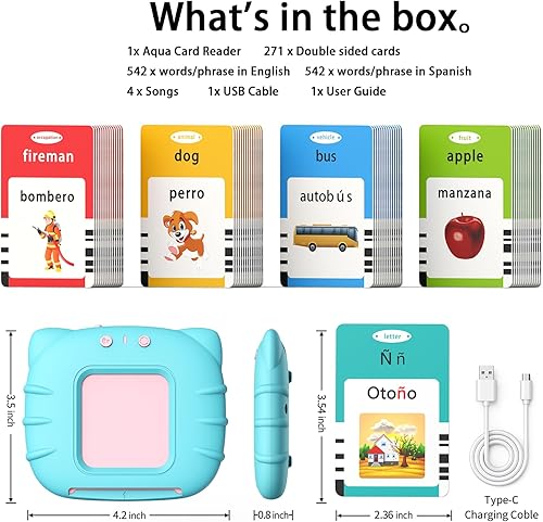 Miniatura 7 de Kidzdo - Tarjetas didácticas bilingües en español e inglés con 520 palabras de aprendizaje, juguetes educativos tempranos para niños pequeños
