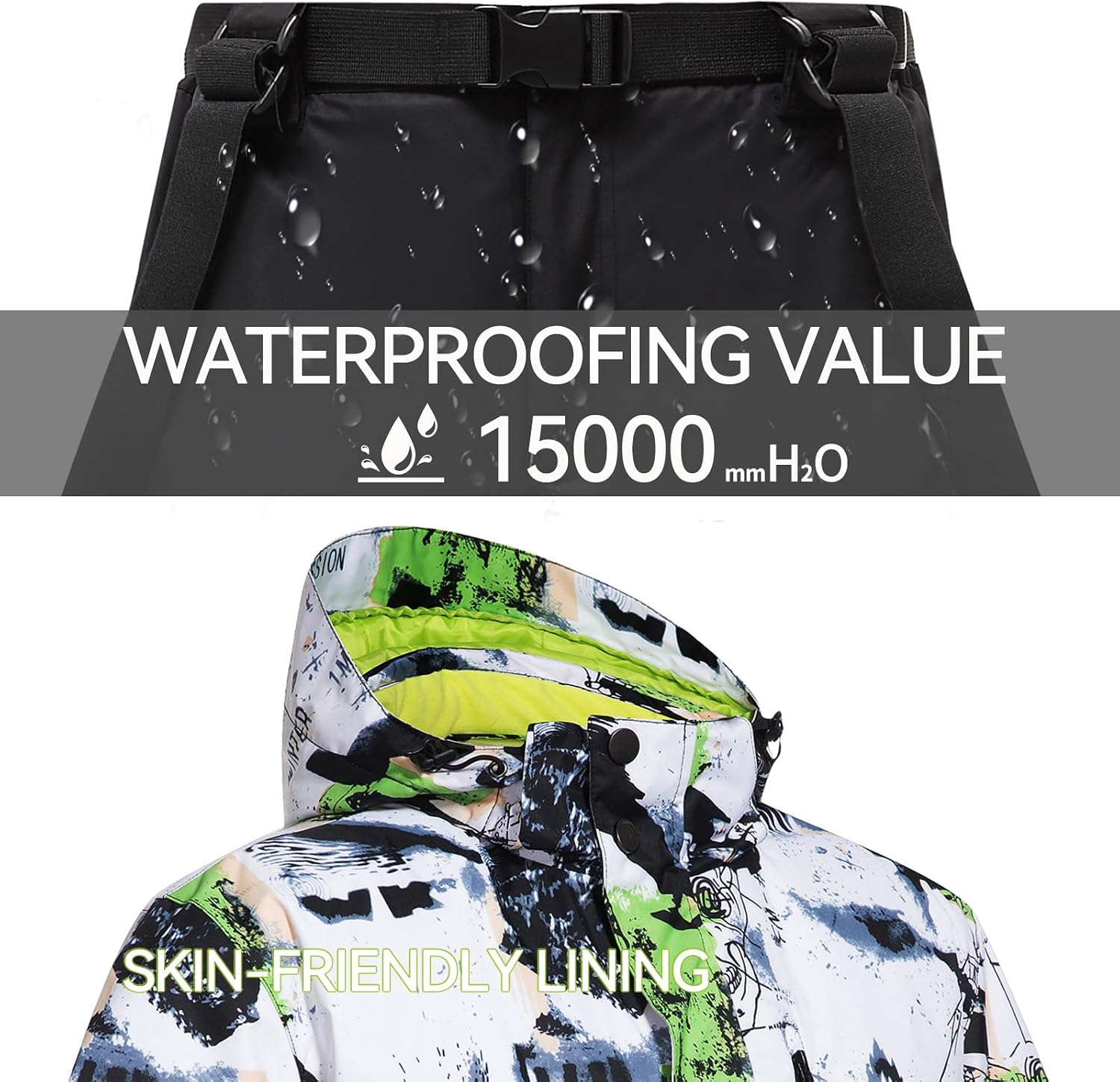 Men's Ski Jacket and Pants Set,Waterproof Warm Ski Suit,Winter Adult Snow Suit for Mountain Snowboarding