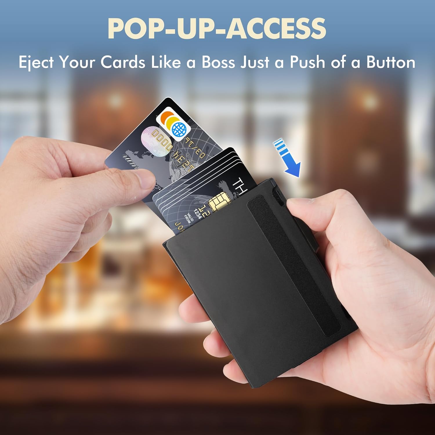 Wallet for Men, Minimalist Slim Wallet, Smart Pop Up Case RFID Blocking Bifold Wallet Credit Card Holder with Money Clip (Carbon Fiber Black) - Image 3