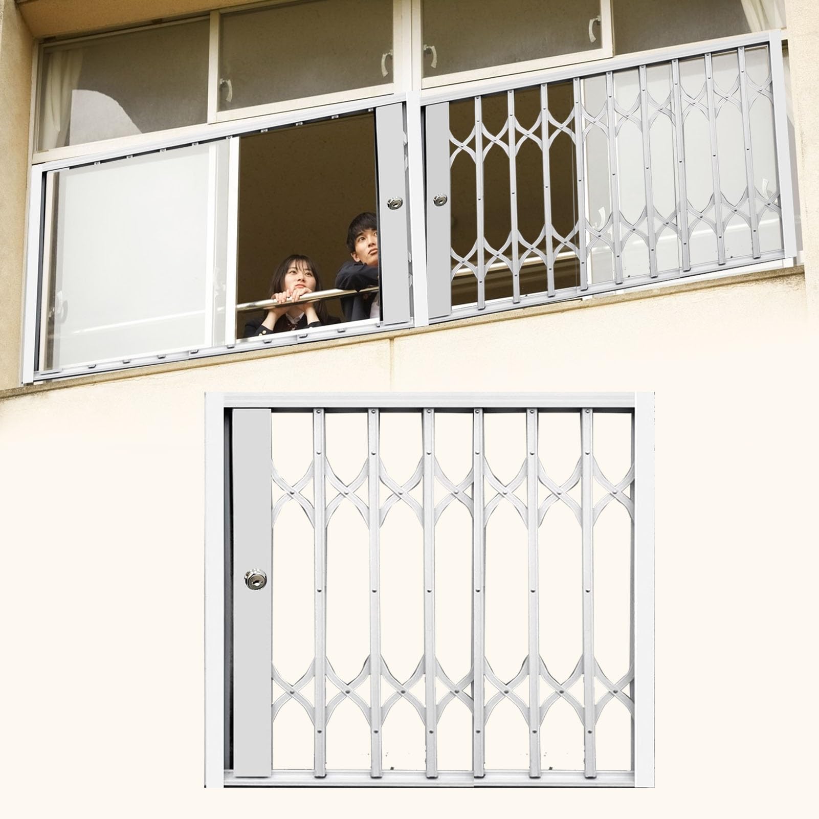 Barre di sicurezza pieghevoli per finestre di sicurezza per bambini, rete espandibile per finestre esterne