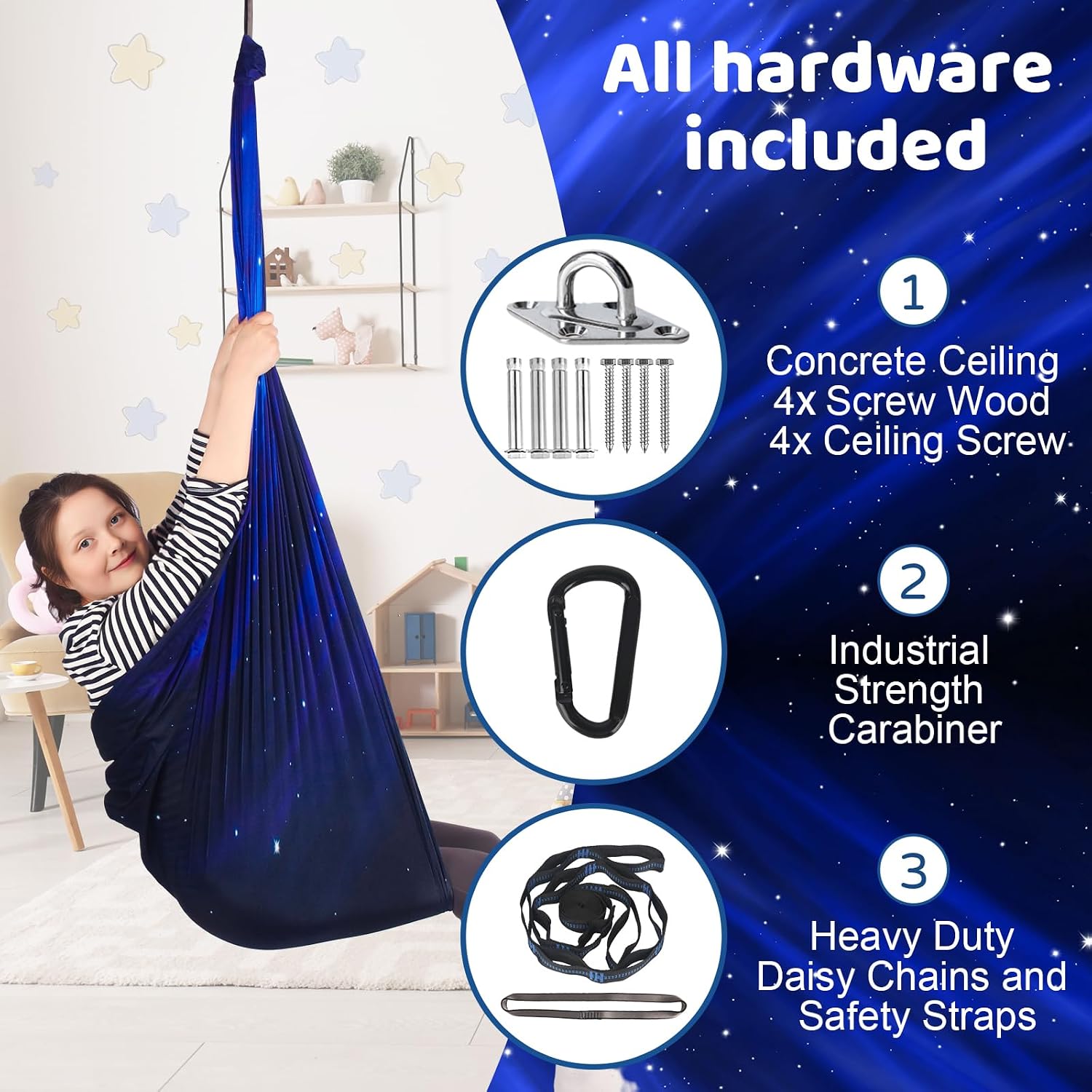 Sensory Swing for Kids Indoor and Outdoor Therapy Cuddle Swing Snuggle Hammock Chair Holds up to 300 lbs with Hardware Hanger Kit For Aspergers Autism ADHD