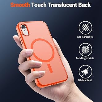 SUPFINE Magnetic for iPhone XR Phone Case(Compatible with MagSafe)(Military Grade Drop Protection) Slim Translucent Matte Shockproof with Anti-Fingerprint Phone Case,Orange