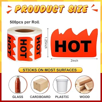 1000 Pcs 2 x 1-1/5 Inch Rave Hot Stickers for Festival Rave Party
