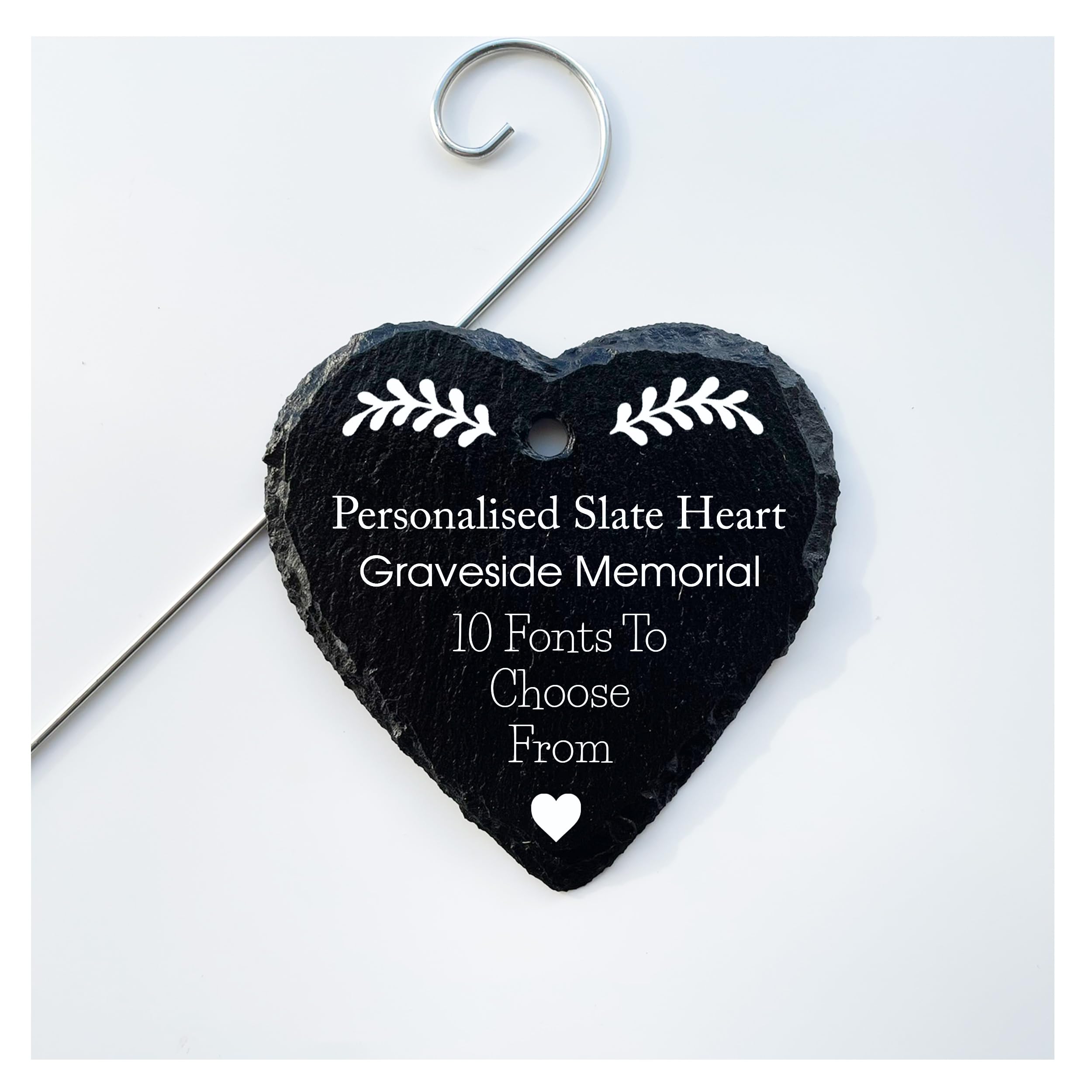 Lovethis** Bespoke Personalised Slate Heart Grave Marker - Add Any Name - Memorial For Lost Loved Ones As A Special Reminder (Bespoke)