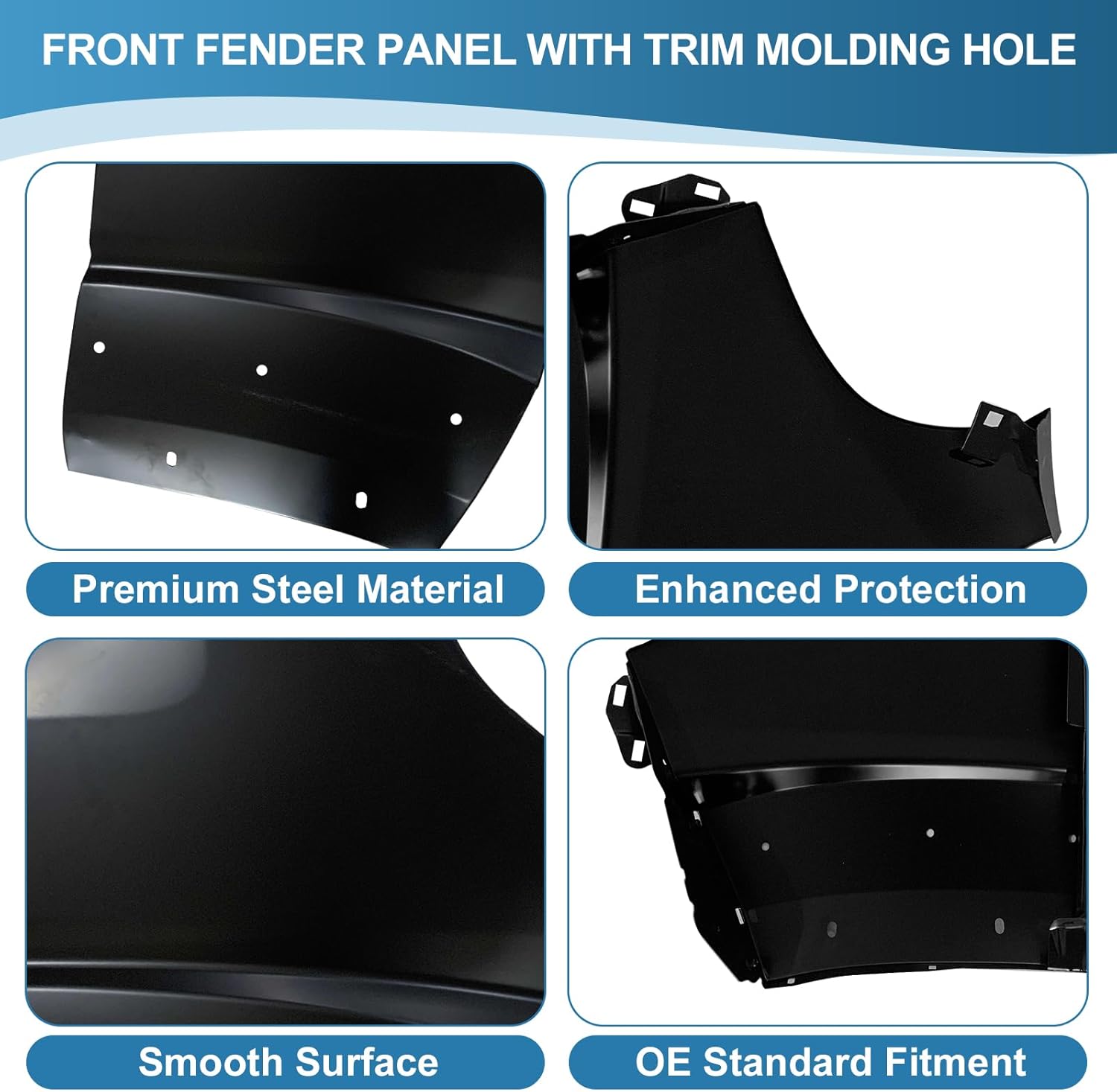 Front Fender Panel with Molding Hole Side Fender Panel Fits for Ram Promaster 1500 2500 3500 Cargo Van 3.0L 3.6L 2014 2015 2016 2017 2018 2019 2020 2021 2022 (Right Passenger Side)