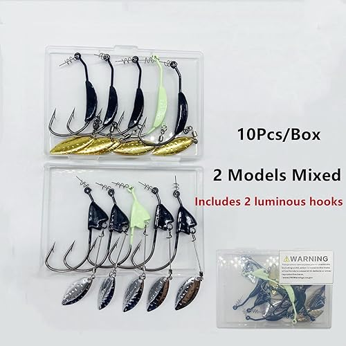Miniatura 3 de DAMIDEL 10 unidadescaja (2 modelos mezclados) jig heads Swimbait anzuelos de pesca, gusanos Senko suave cebo con anzuelos con peso de plomocuchillas