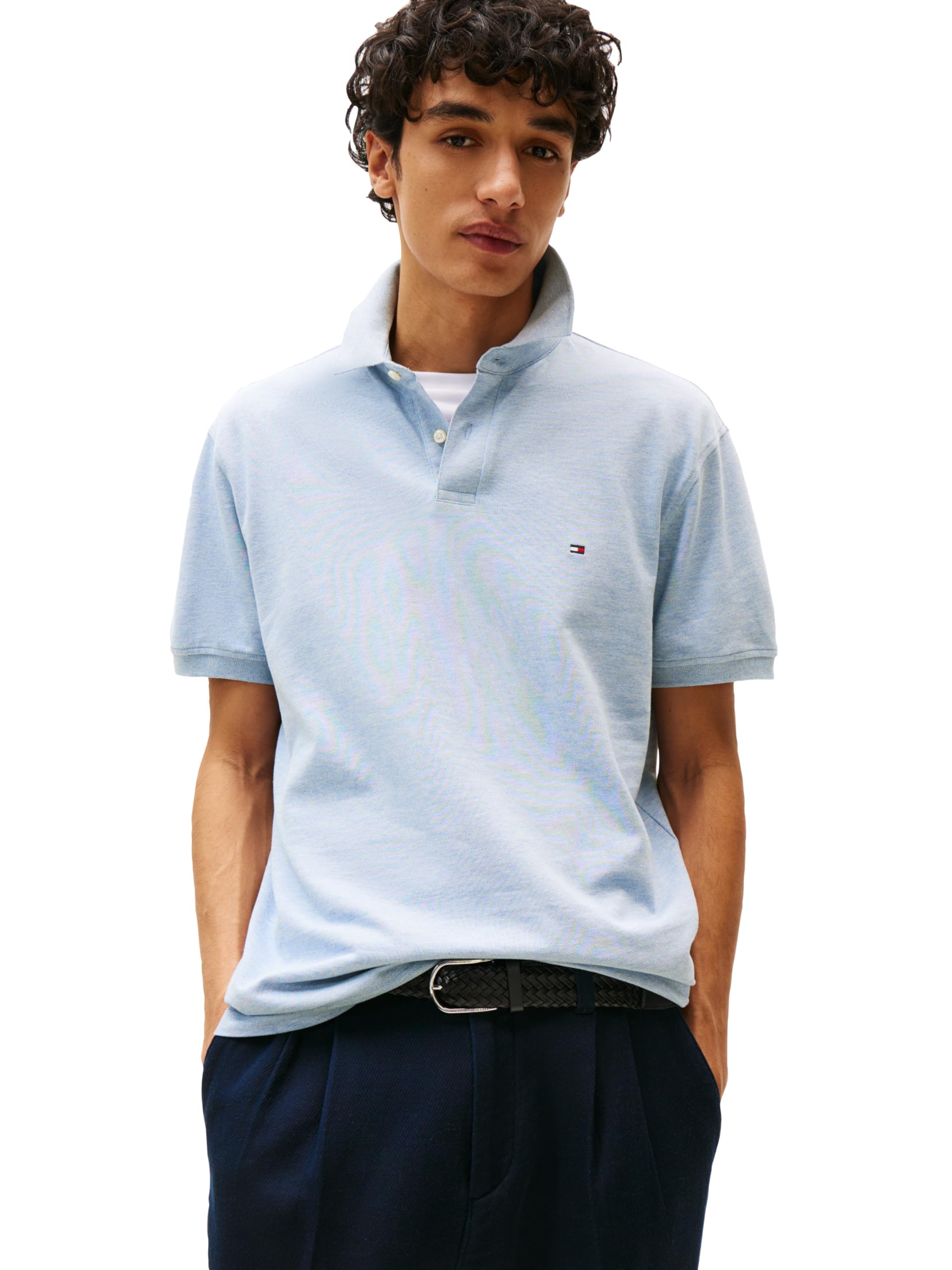 Tommy Hilfiger Men's Short Sleeve Polo Shirts in Classic Fit with Stretch and Organic Pique Cotton