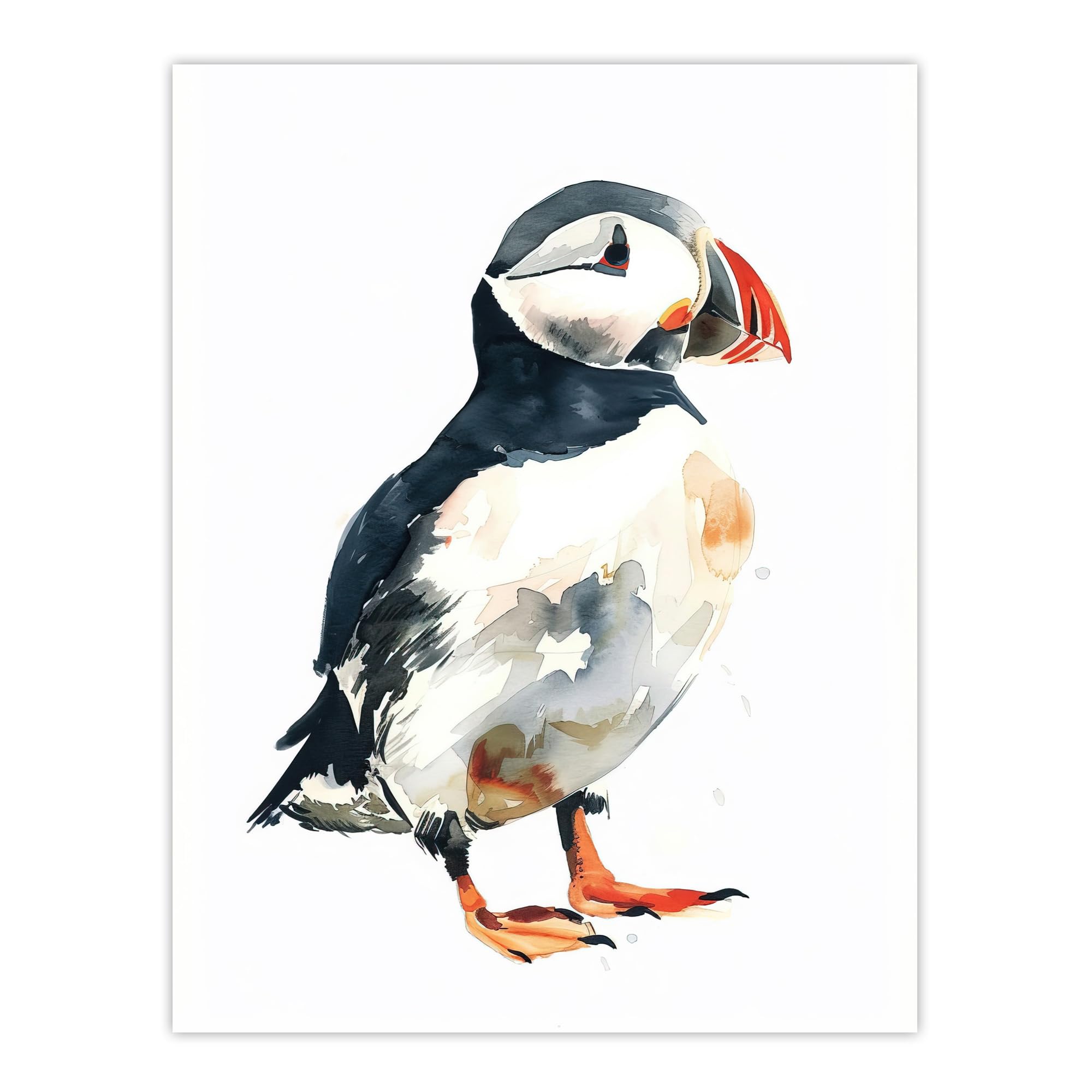 Artery8 Single Cute Puffin Bird Watercolour Portrait Living Room Extra Large XL Wall Art Poster Print