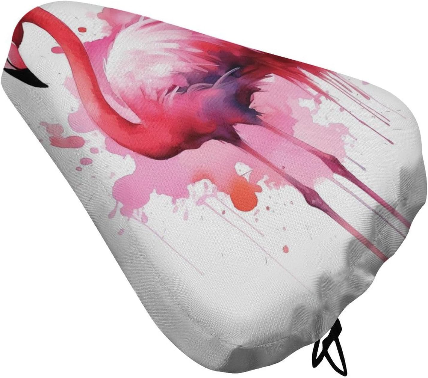 Flamingo Watercolor Bike Seat Cover Water-Repellent Exercise Bike Seat Cushion Bicycle Saddle Cover with Drawstring Rain Snow Dust Covers for City Mountain Road Biking