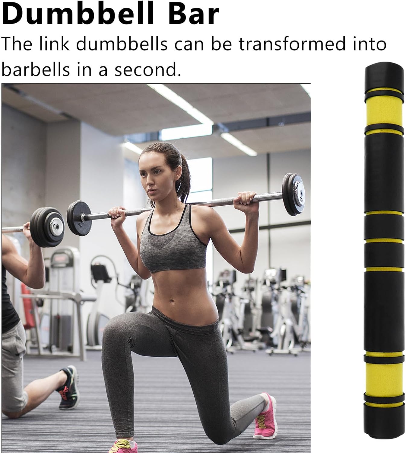 Dumbbell Connecting Bar 40cm Barbell Connector Bar Weightlifting Equipment Extension Bar Yellow Sports Strength Training