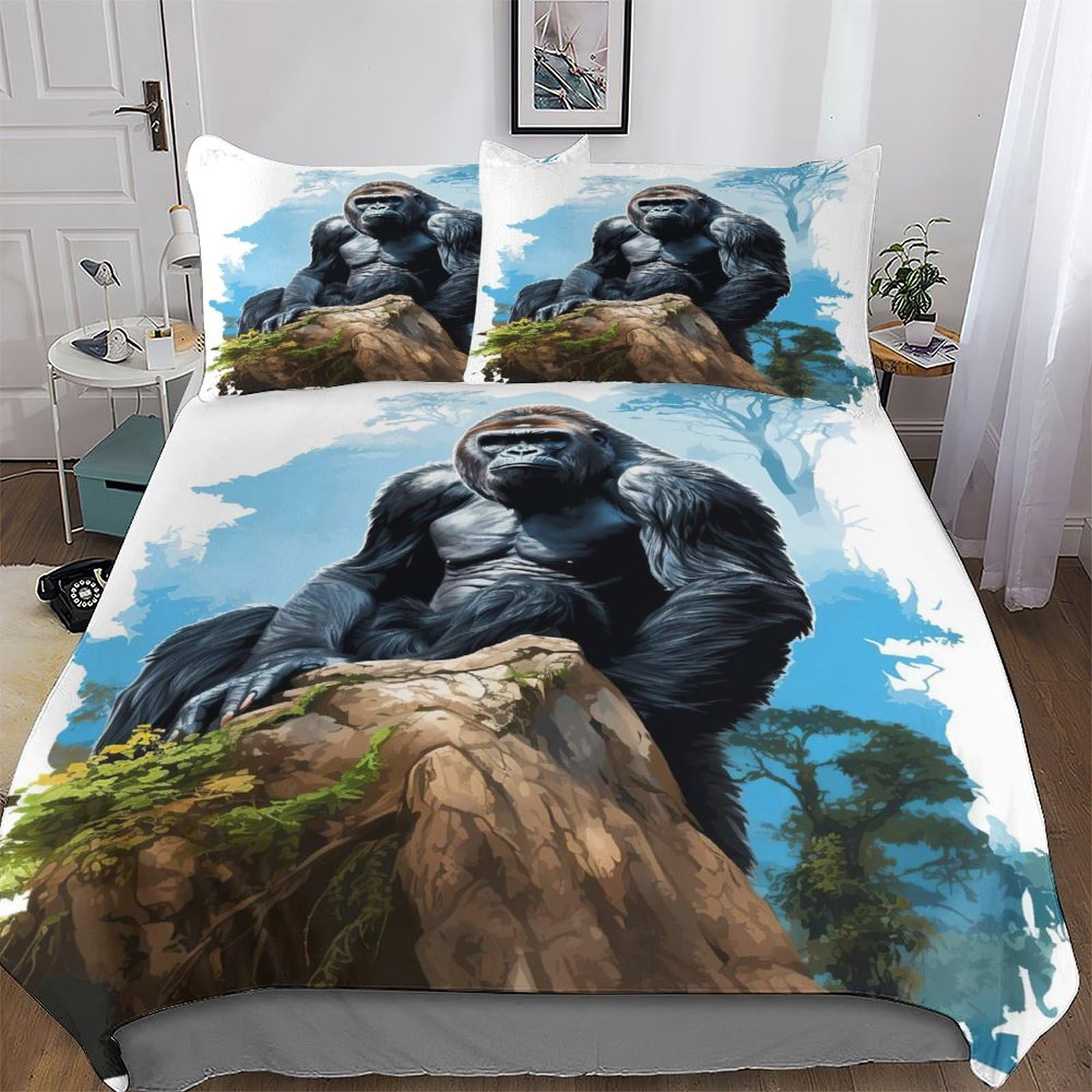 Housse de couette gorille microfibre ensemble de literie king size 220x240cm