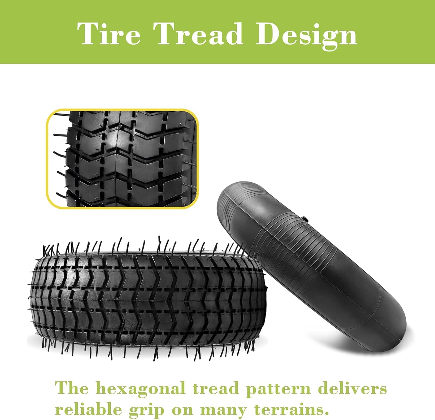 Parts Camp 9x3.50-4 Tire and Inner Tube Set 9x3-1/2 Interchangeable Fit Mini ATV, Go Kart, Stand Up/Skateboard Scooter, Lawn Mower, Tractors with Patch Kit (2xTires and 2 x Inner Tubes)