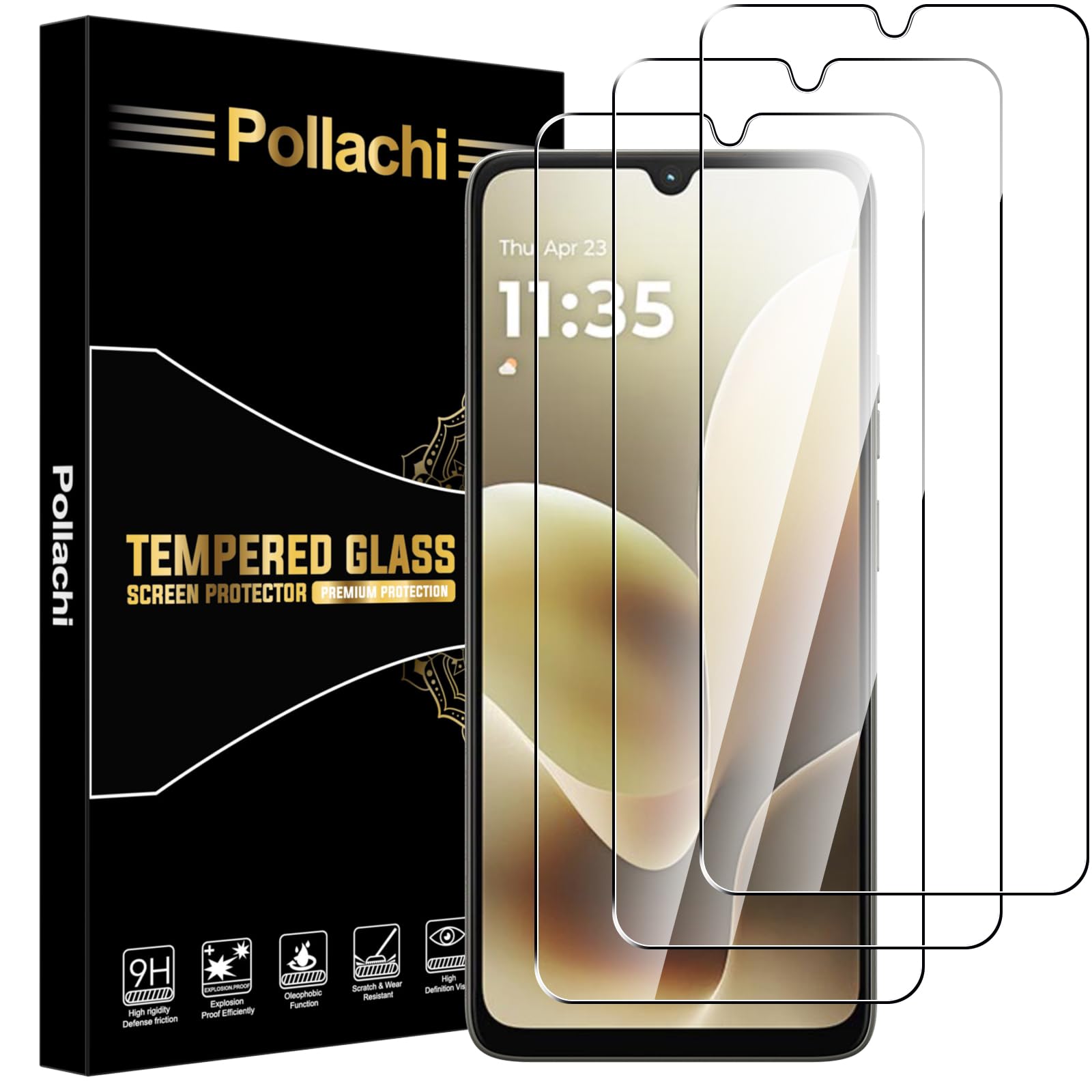 Pollachi [3 Pezzi Vetro Temperato per Motorola Moto G06/G06 Power,Durezza 9H Anti Graffio,Anti-Impronte Senza Bolle,Pellicola Protettiva per Motorola Moto G06/G06 Power