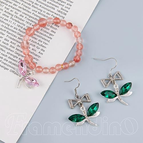 Miniatura 6 de Framendino, Colgantes de aleación de libélula, colgantes de libélula de color mixto de libélula de diamante, colgantes de esmalte de metal para