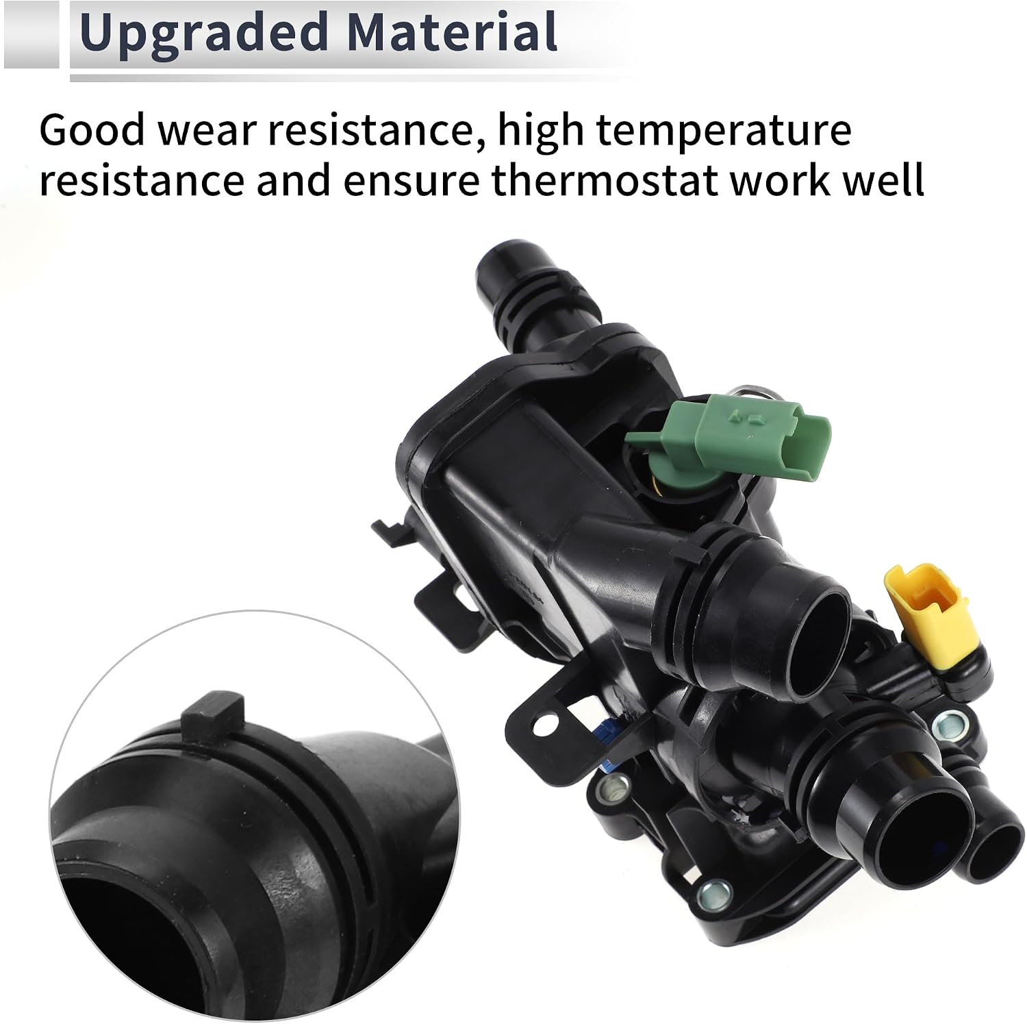 Inner Car Thermostat for Peugeot 308 2013-2021 1.2 Petrol Durable Engine Coolant Thermostat Housing Assembly No.9812131480 Plastic 1 Pc