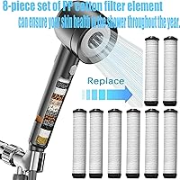 Vista 3 de Filtro de ducha para cabezal de ducha manual, juego de 8 filtros de repuesto de varios pisos para agua dura, elimina el cloro y las sustancias negro