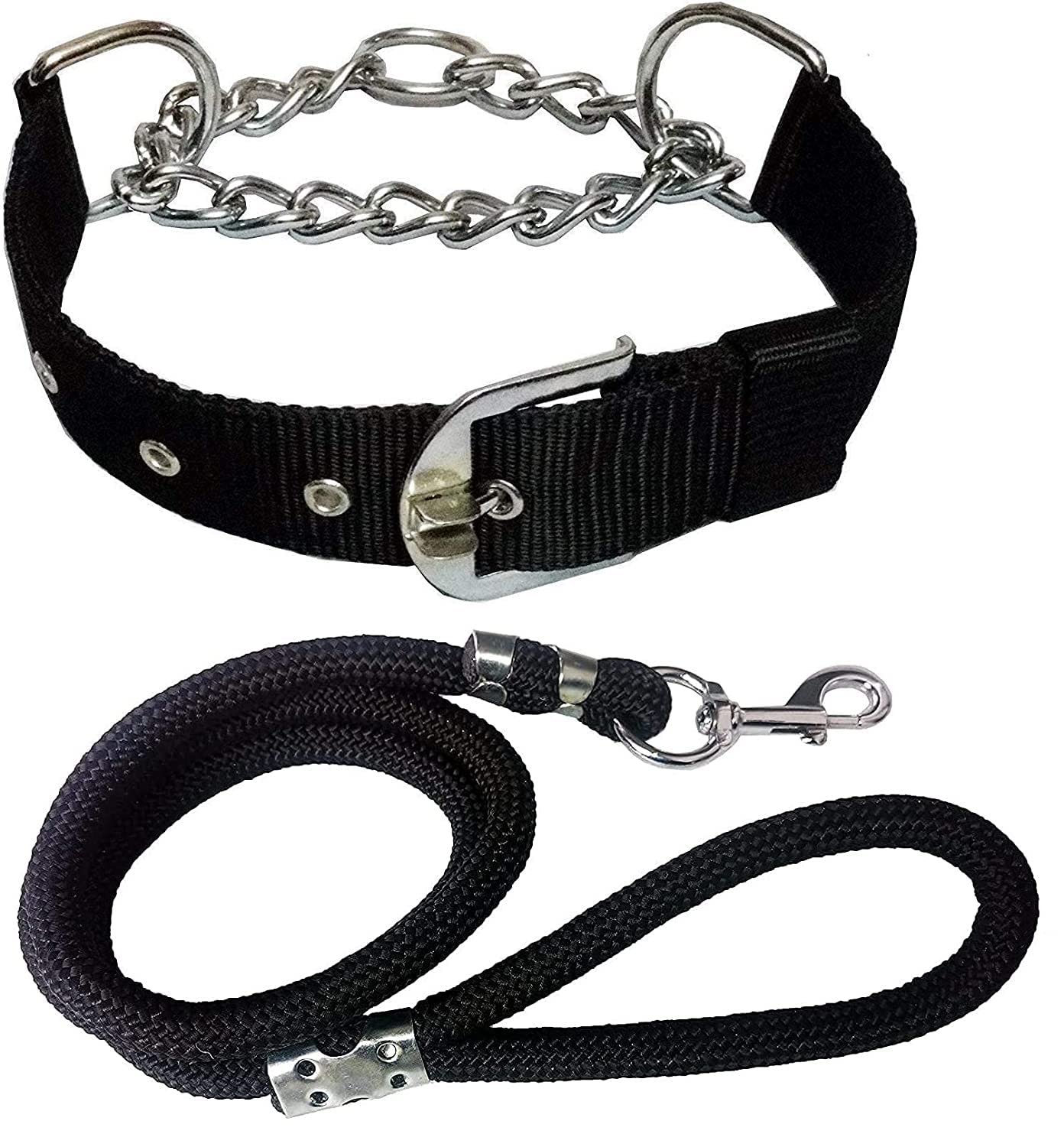 JAPIN Dog Belt Adustable Combo of Nylon Choke Collar 1.25 Inch with Rope Lead 60 Inch Lengthy, Dog Collar & Leash for Your Medium & Large Dogs. (Black) (B09NGK5YZC) Amazon Price History, Amazon Price Tracker
