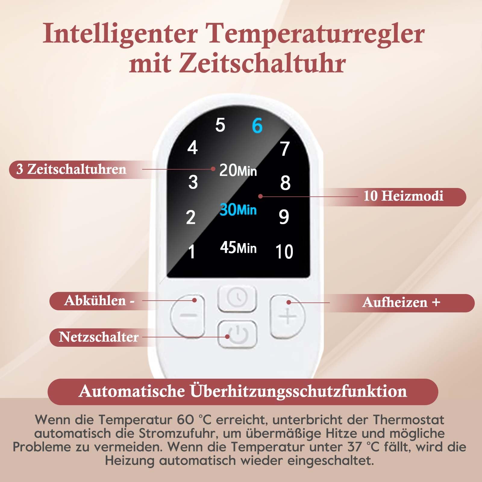DEWEL Elektrische Haarpflege Kappe für Tiefenpflege, 10 Stufen für Intelligente Steuerung, Trockenhauben für Haare, Hair Steamer, für Natürliches oder Beschädigtes Haar Nourishing