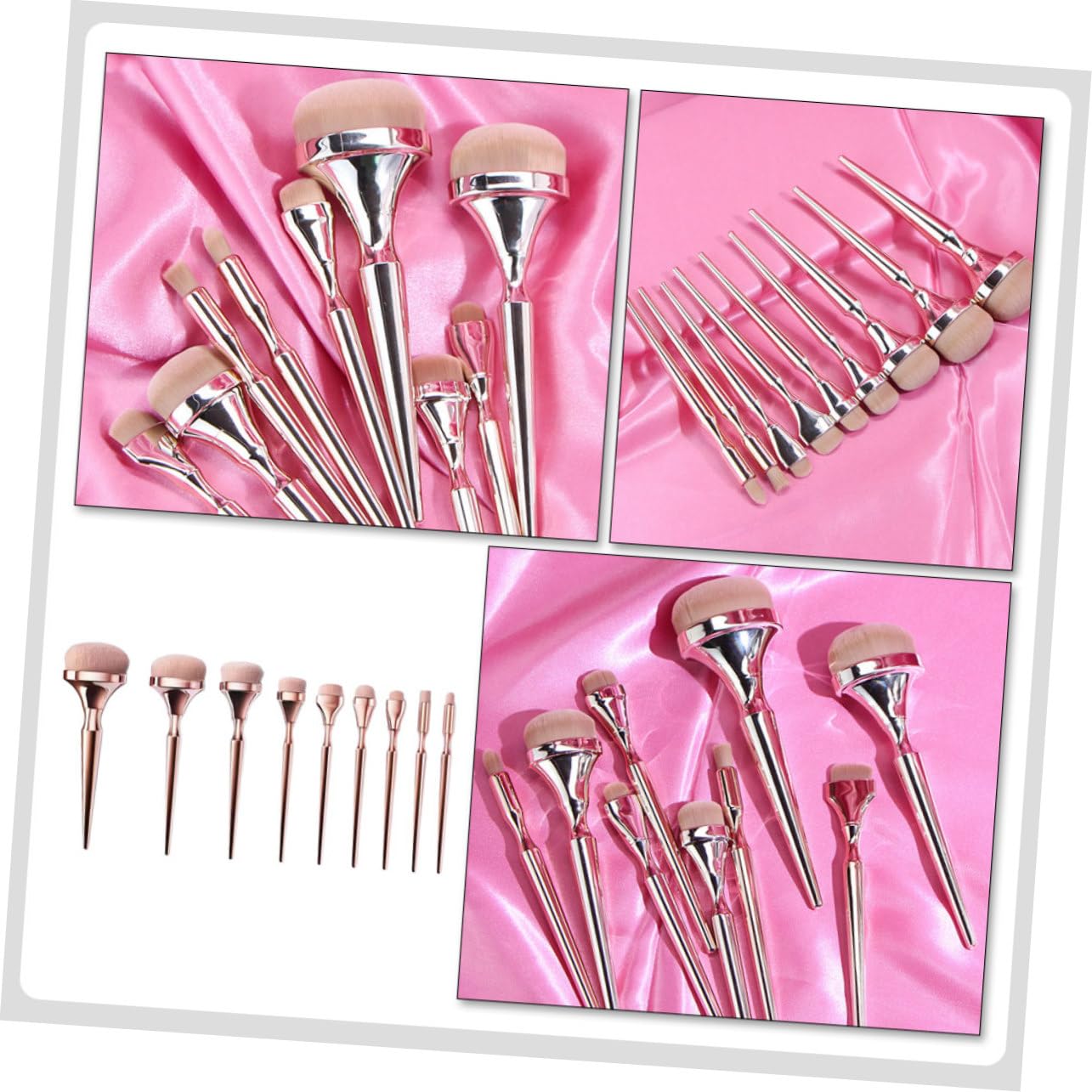 Healeved 9pezzi Pennelli Make-up Professionali Con Manico Strumenti Di Bellezza Portatili Per Trucco Viso e Polvere Libera Per Viaggi e Uso Quotidiano