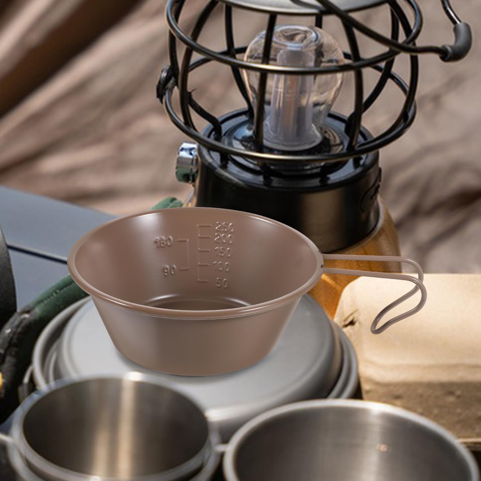 IWOWHERO Outdoor Stainless Steel Bowl with Handle Lightweight Camping Dish for Hiking Picnics and BBQ and Design Portable Stainless Steel Travel Bowl