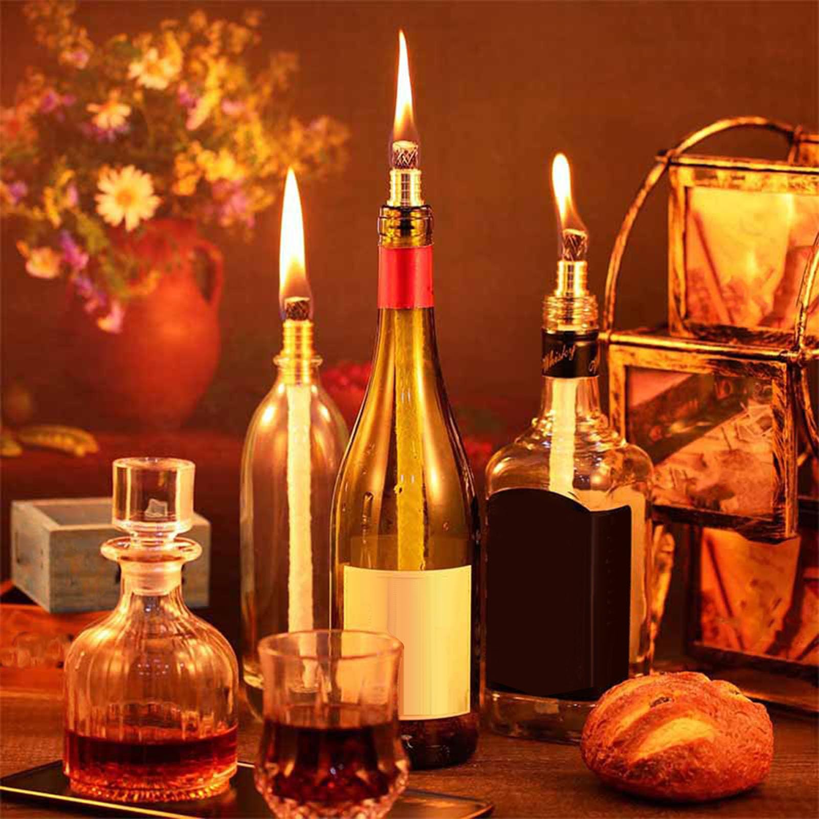 10 stoppini per Bottiglia di Vino, Design Guarnizione stoppino per Bottiglia di Vino, Supporto per stoppino in Ottone, Accessorio di Ricambio per Bottiglia di Vino