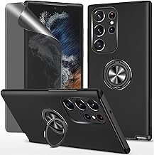 Privacy Cover for Samsung Galaxy S23 Ultra 5G Case with Anti-Peeping in Screen Protector with Ring Protective Case - Black