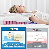 Vista 5 de CloudBliss Almohada cervical de espuma viscoelástica para cuello y hombro, almohada de apoyo de contorno del cuello con funda de enfriamiento